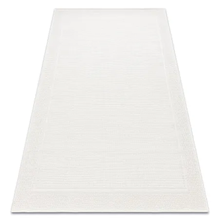 Tapis TIMO 5979 en sisal avec cadre blanc pour l'extérieur