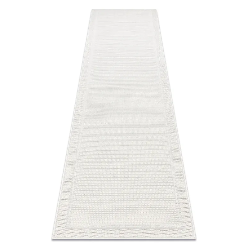 Tapis TIMO 5979 en sisal avec cadre blanc, idéal pour l'extérieur
