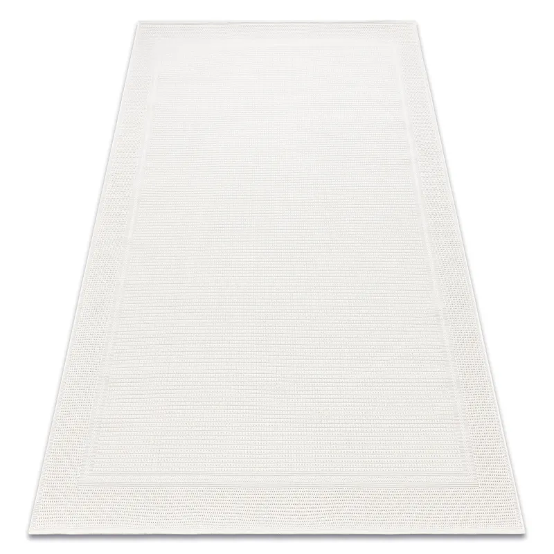Tapis TIMO 5979 en sisal avec cadre blanc pour extérieur