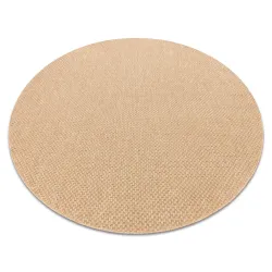 Tapis rond TIMO 6272 en sisal beige foncé, parfait pour l'extérieur