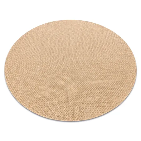 Tapis rond TIMO 6272 en sisal beige foncé, parfait pour l'extérieur