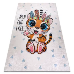Tapis lavable BAMBINO 1960 Tigre, Indien pour les enfants antidérapant - blanc - PRODUIT DE DEUXIÈME QUALITÉ