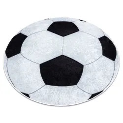Tapis lavable JUNIOR 51553.802 cercle football pour les enfants antidérapant noir / blanc - PRODUIT DE DEUXIÈME QUALITÉ
