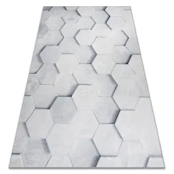 Tapis lavable ANDRE 1180 Nid d'Abeille, cube 3D antidérapant - gris - 2ème CHOIX