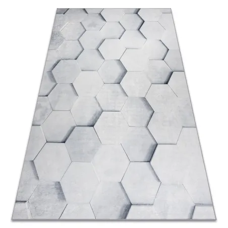 Tapis lavable ANDRE 1180 Nid d'Abeille, cube 3D antidérapant - gris - 2ème CHOIX