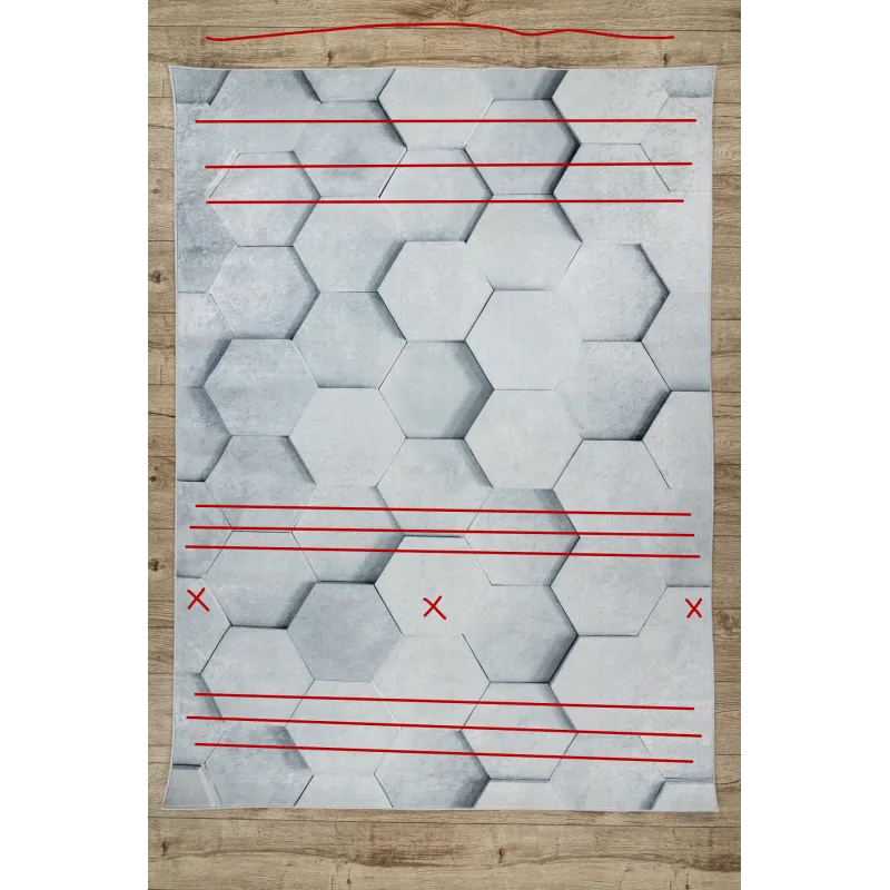 Tapis lavable ANDRE 1180 Nid d'Abeille, cube 3D antidérapant - gris - 2ème CHOIX