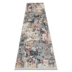 Tapis, couloir DISTIN 0123A rose / poudré / blanc moderne - Abstraction, vintage, franges