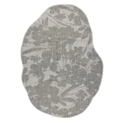 Dywan ORGANIC 2735 sizal Kwiaty ecru / szary - naturalny, nowoczesny nieregularny kształt