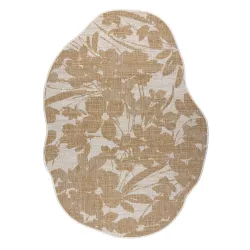 Tapis ORGANIC 2735 Sisal Fleurs Crème / naturel - moderne forme irrégulière