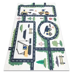 Tapis lavable BAMBINO 2223 Rues, voitures pour enfants, antidérapant crème - 2ème CHOIX