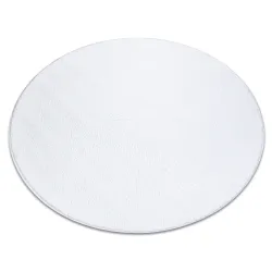 Tapis LINDO rond blanc lavable, antidérapant, Shaggy - 2ème CHOIX