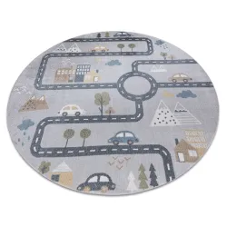 Tapis BONO 726 rond rue, ville gris clair / crème - 2ème CHOIX