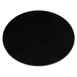 Tapis ETON PLUS rond noir uni, monochrome, lisse