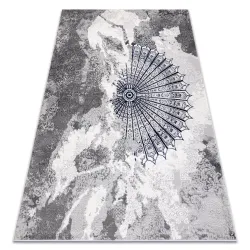 Dywan ALLURE 5715 Abstrakcja - Strukturalny, stylowy, glamour jasnoszary / granatowy