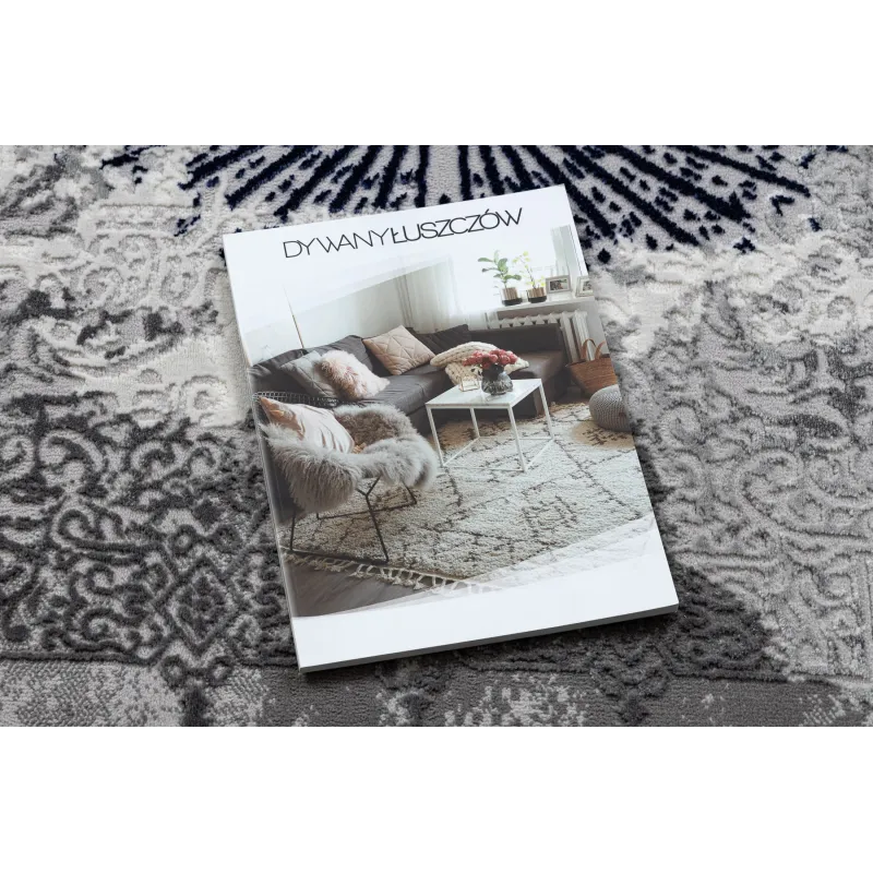 Dywan ALLURE 5715 Abstrakcja - Strukturalny, stylowy, glamour jasnoszary / granatowy