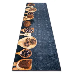 Tapis lavable ANDRE 2811 Cuillères, pour la cuisine, antidérapant - gris / beige