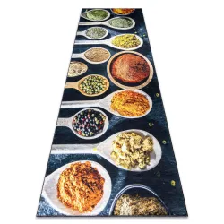 Tapis lavable ANDRE 53240 Cuillères, épices pour la cuisine, antidérapant - gris / beige