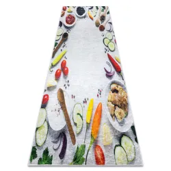 Tapis lavable ANDRE 33580 Épices, légumes pour la cuisine, antidérapant - argent / vert