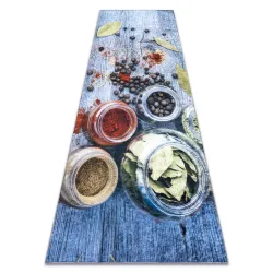 Tapis lavable ANDRE 33550 Épices de cuisine, antidérapant - bleu / vert