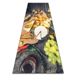 Tapis lavable ANDRE 9009 Snacks pour la cuisine antidérapant - marron / jaune