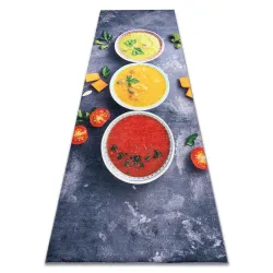 Tapis lavable ANDRE 33290 Sauces pour cuisine, antidérapant - gris / jaune