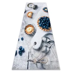 Tapis lavable ANDRE 33570 Petits gâteaux, pâtisseries pour cuisine, antidérapant - argent / beige