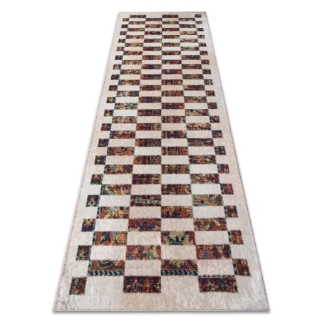 Tapis lavable ANDRE 43780 Géométrique antidérapant - beige / terracotta
