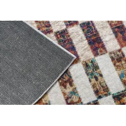 Tapis lavable ANDRE 43780 Géométrique antidérapant - beige / terracotta