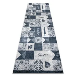 Tapis lavable ANDRE 44211 Carreaux lisbonnais, pour cuisine, antidérapant - gris / argent
