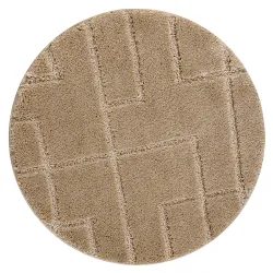 Tapis de salle de bain SUPREME rond LINES lignes, antidérapant, doux - beige