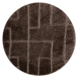 Tapis de salle de bain SUPREME rond LINES lignes, antidérapant, doux - marron