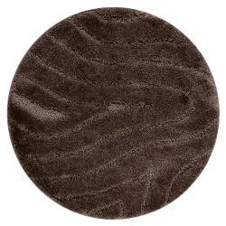 Tapis de salle de bain SUPREME rond WAVES vagues, antidérapant, doux - marron