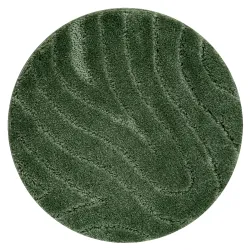 Tapis de salle de bain SUPREME rond WAVES vagues, antidérapant, doux - vert