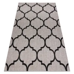 DYWAN SZNURKOWY SIZAL FLOORLUX 20608, koniczyna marokańska, trellis  srebrny / czarny - 2 GATUNEK