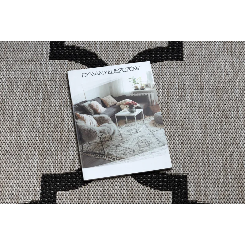 DYWAN SZNURKOWY SIZAL FLOORLUX 20608, koniczyna marokańska, trellis  srebrny / czarny - 2 GATUNEK