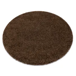 Tapis SOFFI rond shaggy 5cm marron - 2ème CHOIX