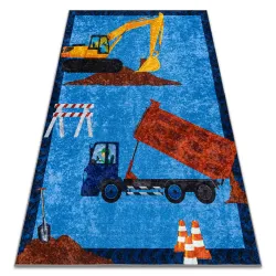 Tapis lavable JUNIOR 51827.803 Camion, pelle pour enfants, antidérapant - bleu - 2ème CHOIX