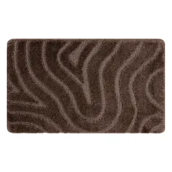 Tapis de salle de bain SUPREME WAVES vagues, antidérapant, doux - marron