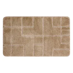 Tapis de salle de bain SUPREME LINES lignes, antidérapant, doux - beige