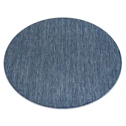 Tapis EN CORDE SISAL SION rond A5165A Mélange tissage plat bleu marine