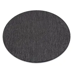 Tapis EN CORDE SISAL SION rond A5165A Mélange tissage plat noir