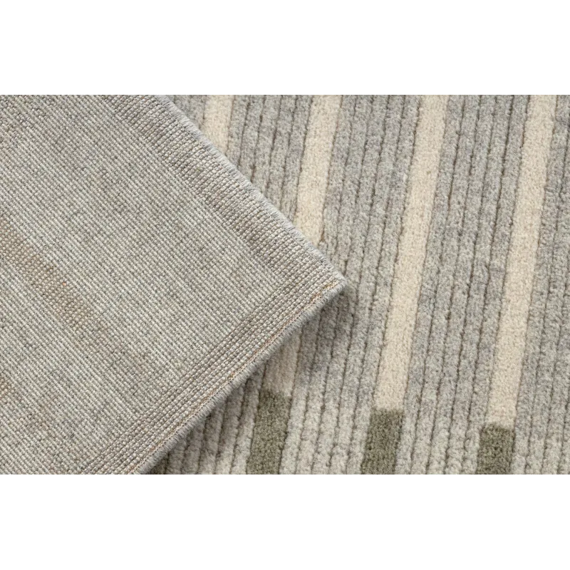 Dywan FLUX 461.124.SA400 wełniany OSTA - Geometryczny, strukturalny, loftowy szary / zielony