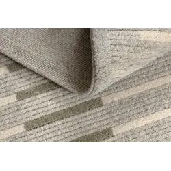 Dywan FLUX 461.124.SA400 wełniany OSTA - Geometryczny, strukturalny, loftowy szary / zielony