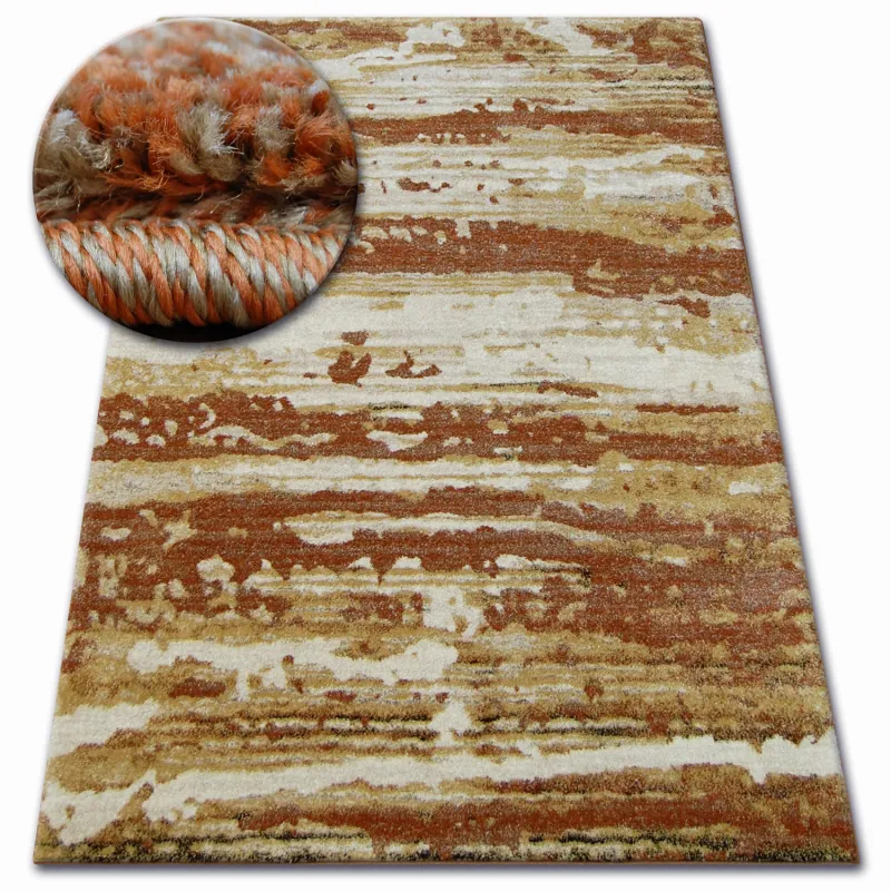 Tapis SHADOW 9368 doré et rouillé, tapis moderne pour un style raffiné