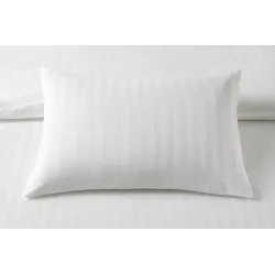 Oreiller 50x70 cm – Blanc rayé, 100% Coton, Hypoallergénique