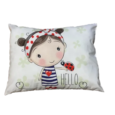 Oreiller Hello 40x40 cm, coloré et doux, parfait pour la chambre d'enfant