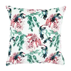 Coussin décoratif Colibri 45x45 cm avec des motifs colorés, parfait pour la décoration intérieure