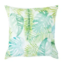 Coussin décoratif avec feuilles peintes 60x60 cm, accessoire stylé pour la maison