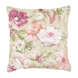 Coussin décoratif avec des fleurs pastel 45x45 cm, parfait pour le salon