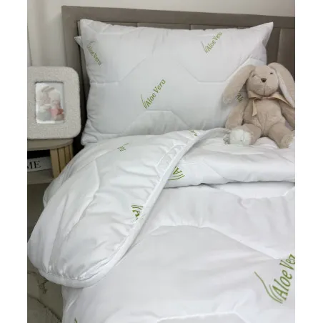 Ensemble été enfant avec couette et oreiller Aloe Vera Green 100 g/m²